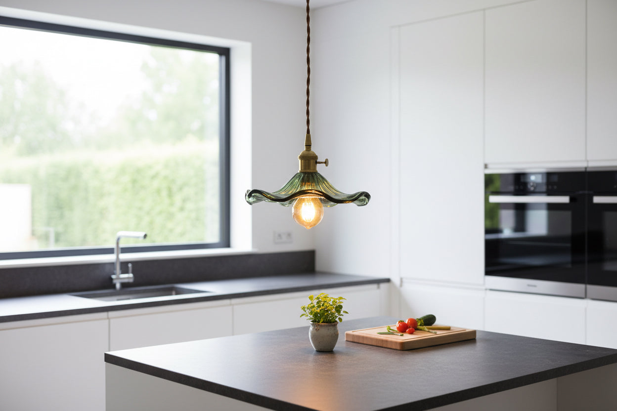 Sakuryn - Brass Flower Glass Pendant Light