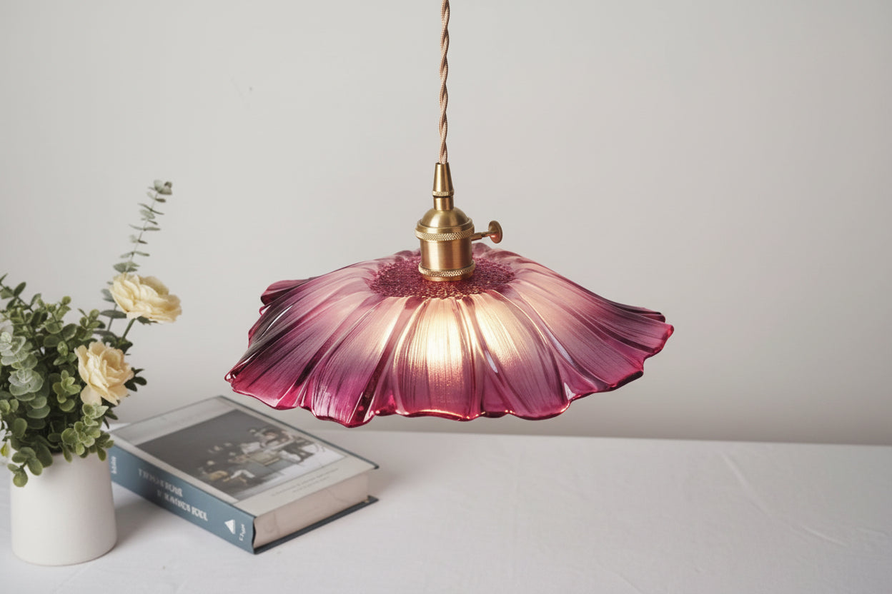Shanghyn - Vintage Brass Glass Pendant Light