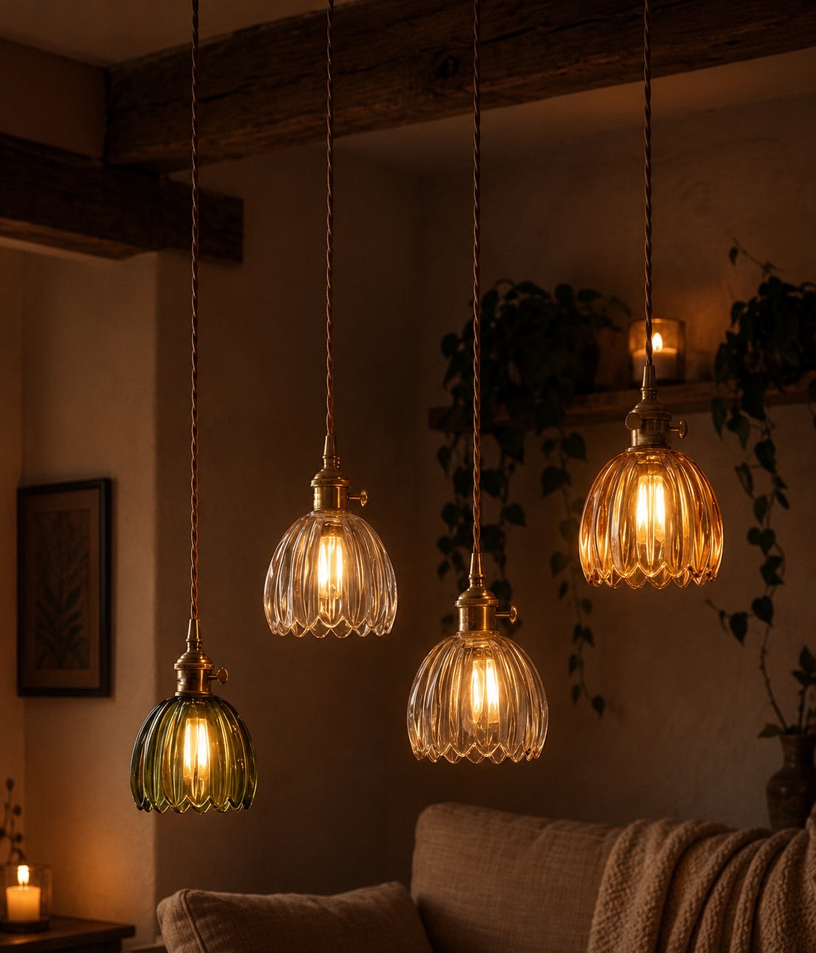 Floryn - Vintage Glass Flower Pendant Light