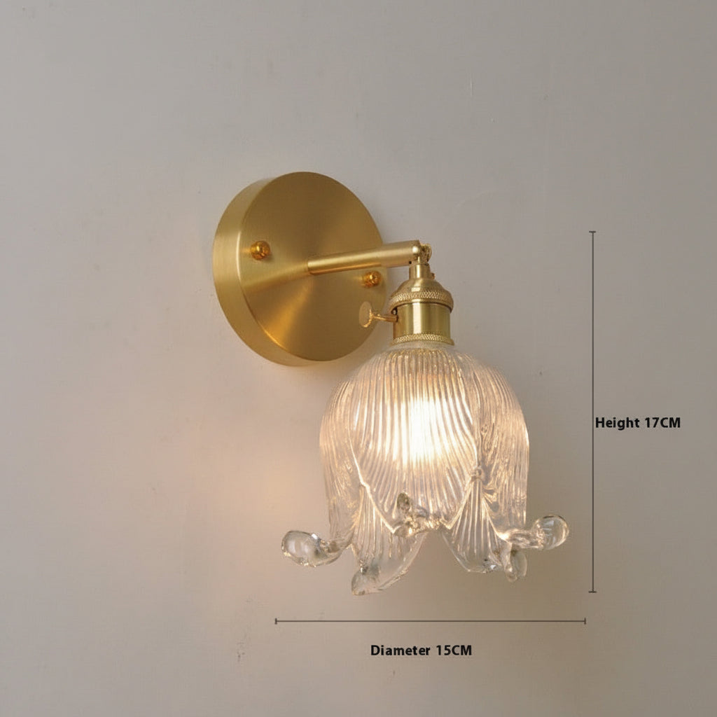 Clokyn Wall - Brass Clock Flower Glass Wall Lamp