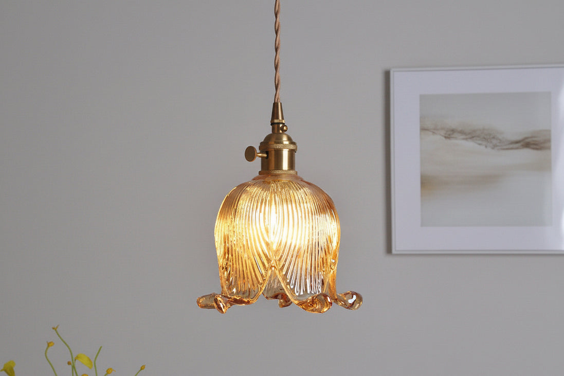 Clokyn - Brass Clock Flower Glass Pendant Light