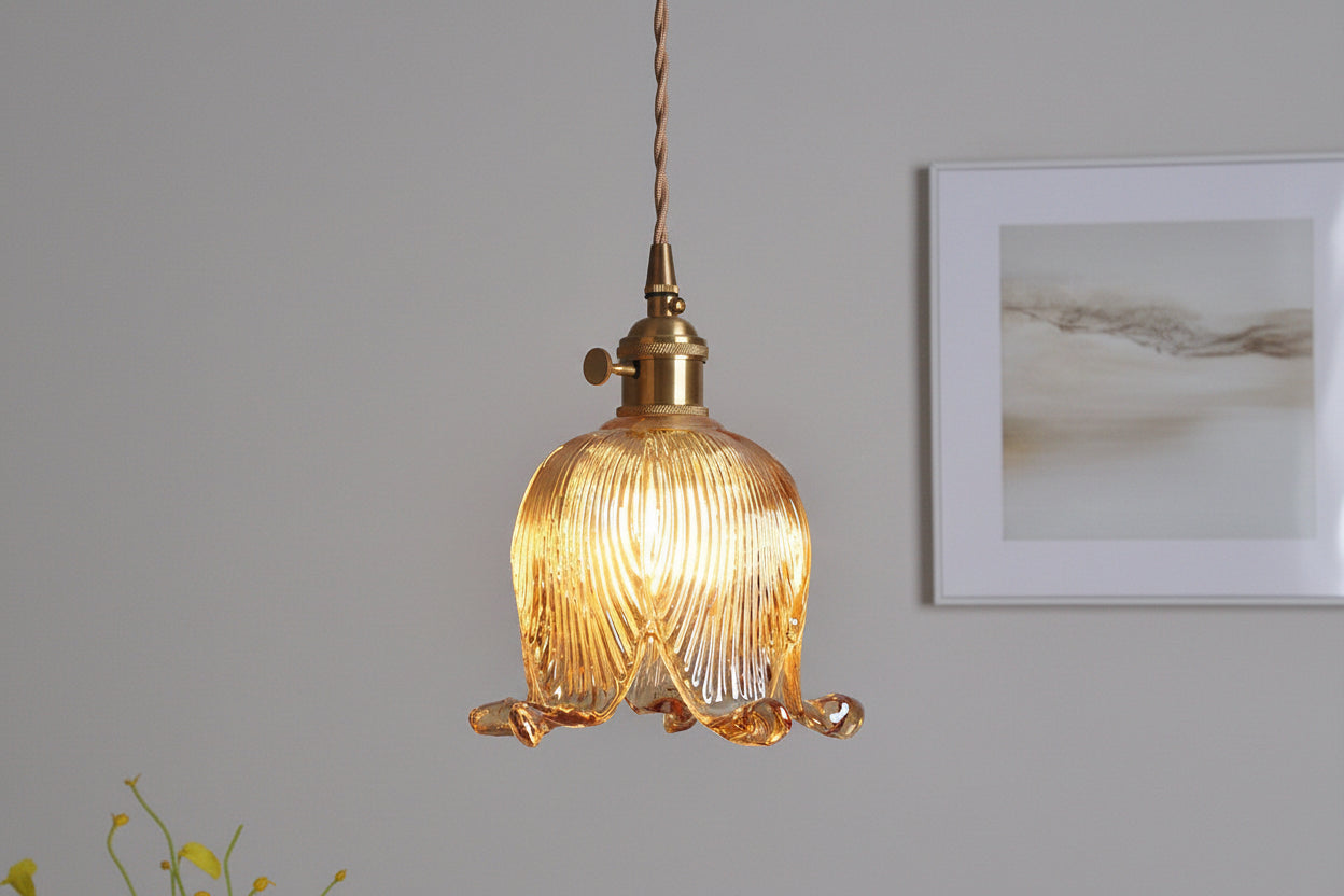 Clokyn - Brass Clock Flower Glass Pendant Light
