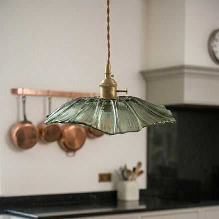 Shanghyn - Vintage Brass Glass Pendant Light