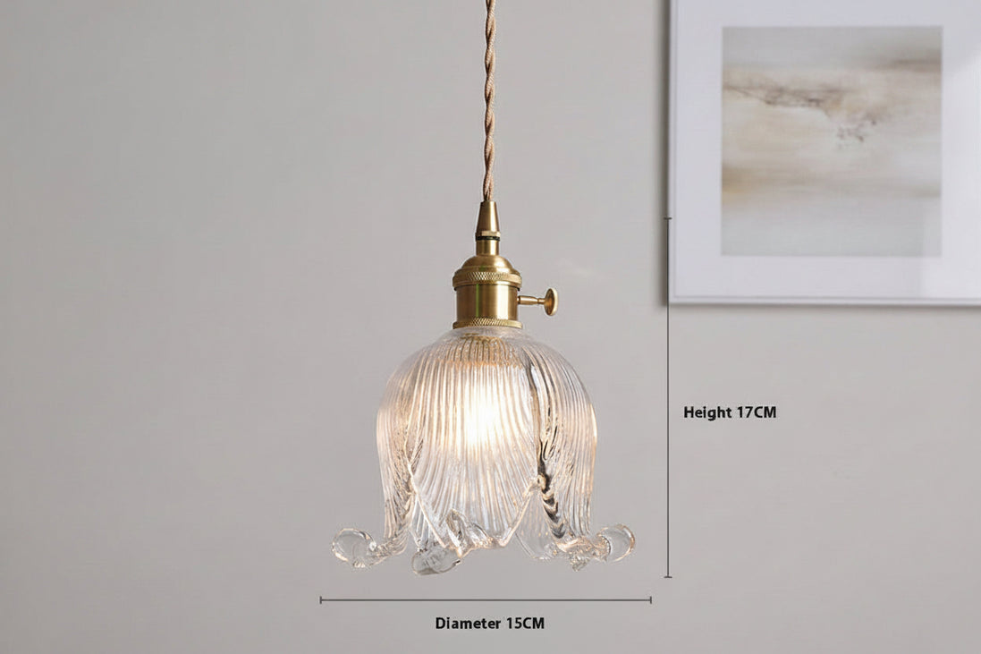 Clokyn - Brass Clock Flower Glass Pendant Light