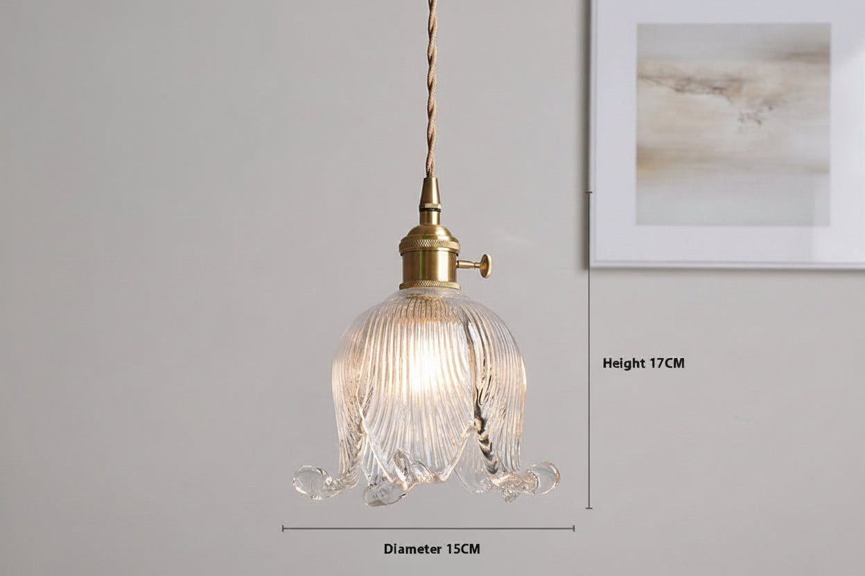 Clokyn - Brass Clock Flower Glass Pendant Light