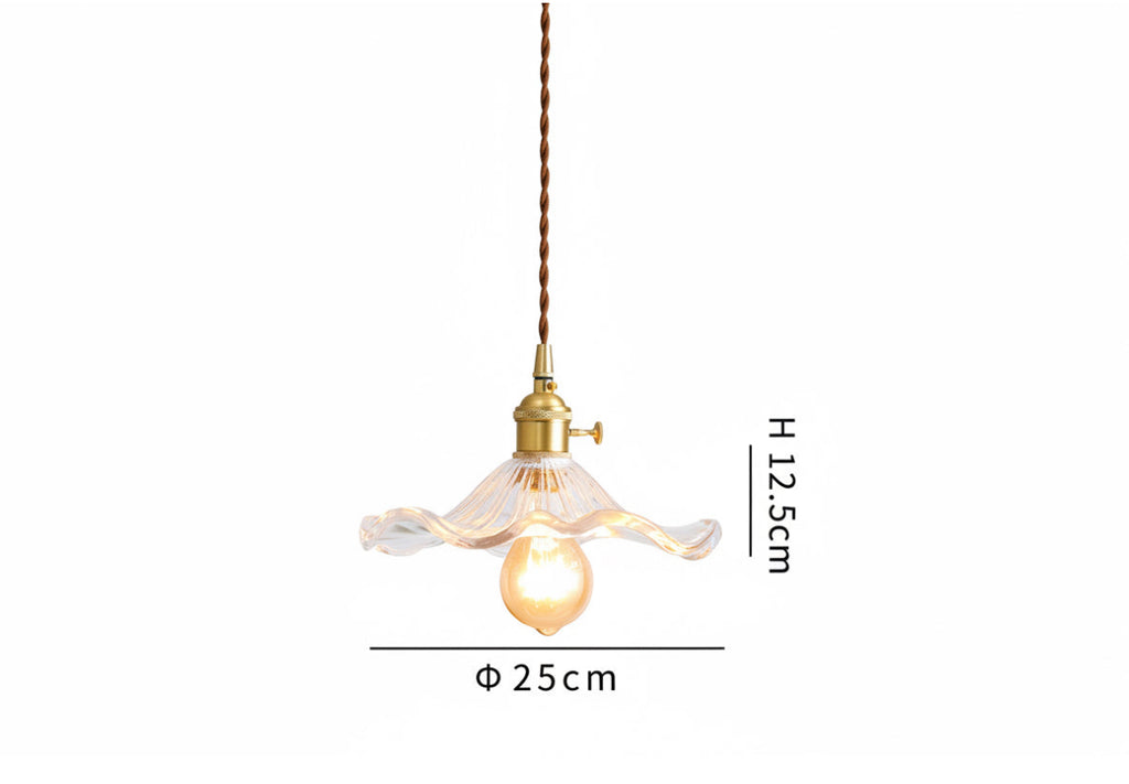 Sakuryn Pendant Light | Japanese Glass Chandelier | Wabi-Sabi Brass Ceiling Light