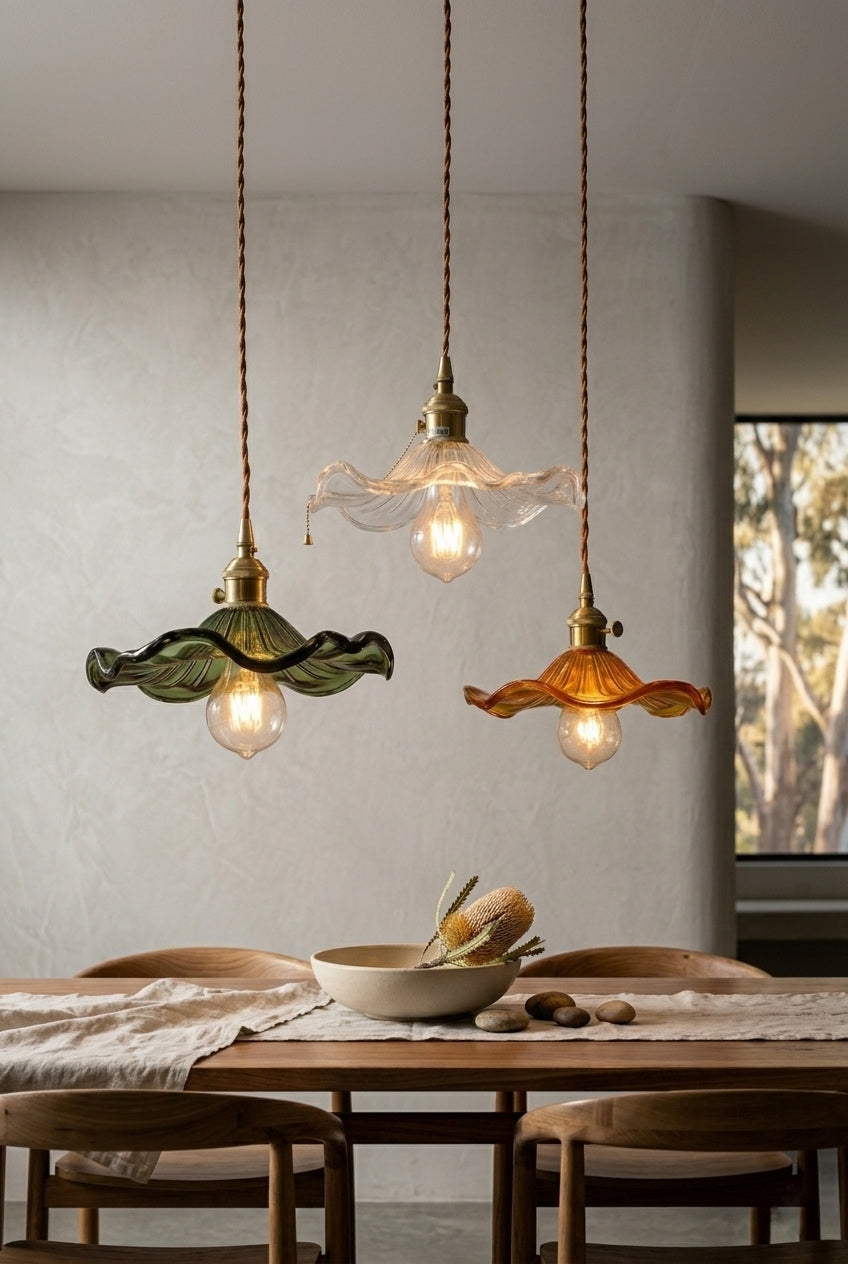 Sakuryn Japanese glass pendant light brass chandelier