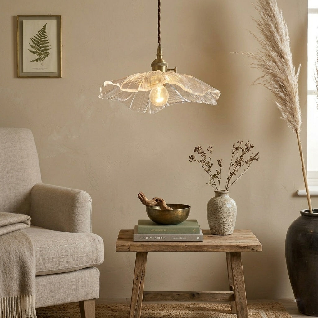 Shanghyn - Vintage Brass Glass Pendant Light