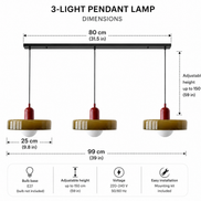 Triova - Retro 3-Head Glass Chandelier