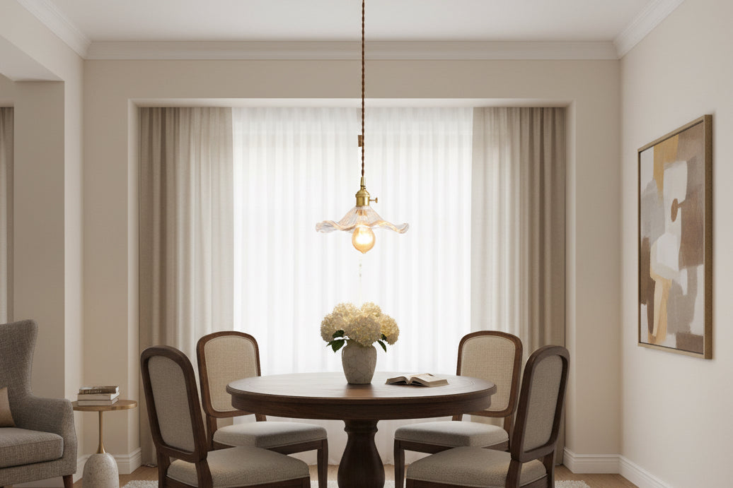 Sakuryn - Brass Flower Glass Pendant Light