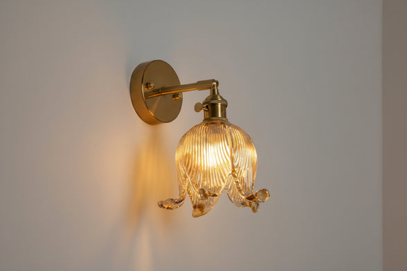 Clokyn Wall - Brass Clock Flower Glass Wall Lamp