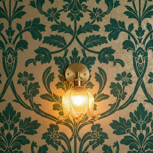Clokyn Wall - Brass Clock Flower Glass Wall Lamp