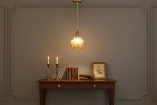 Clokyn - Brass Clock Flower Glass Pendant Light