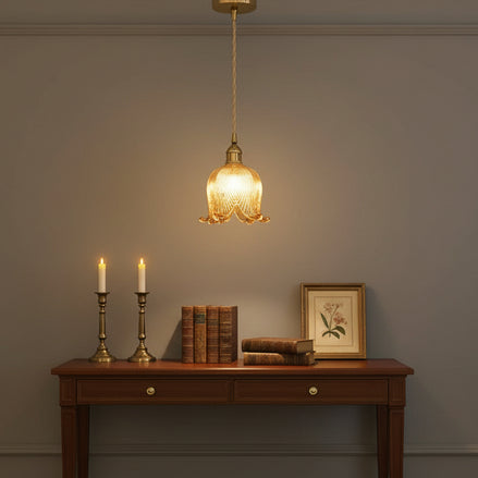 Clokyn - Brass Clock Flower Glass Pendant Light