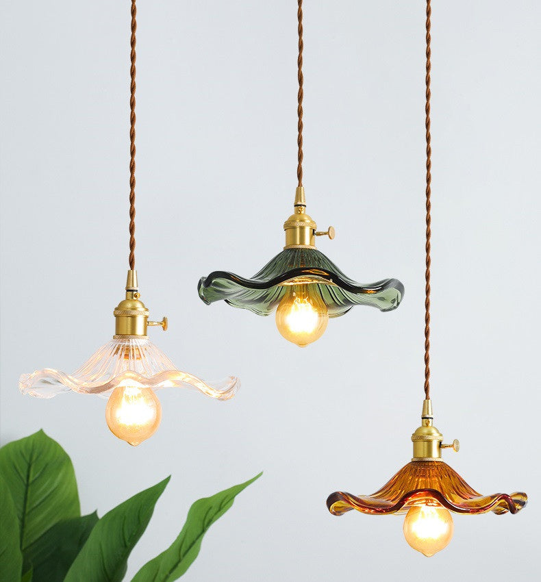 Sakuryn - Brass Flower Glass Pendant Light
